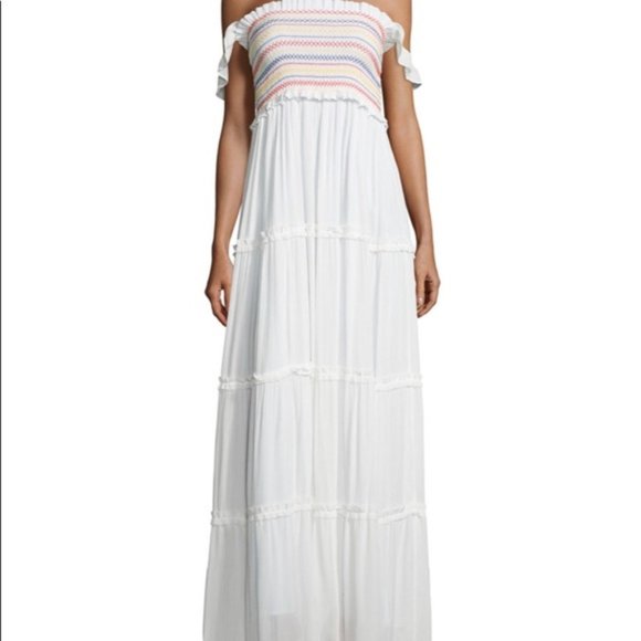 white smocked maxi dress
